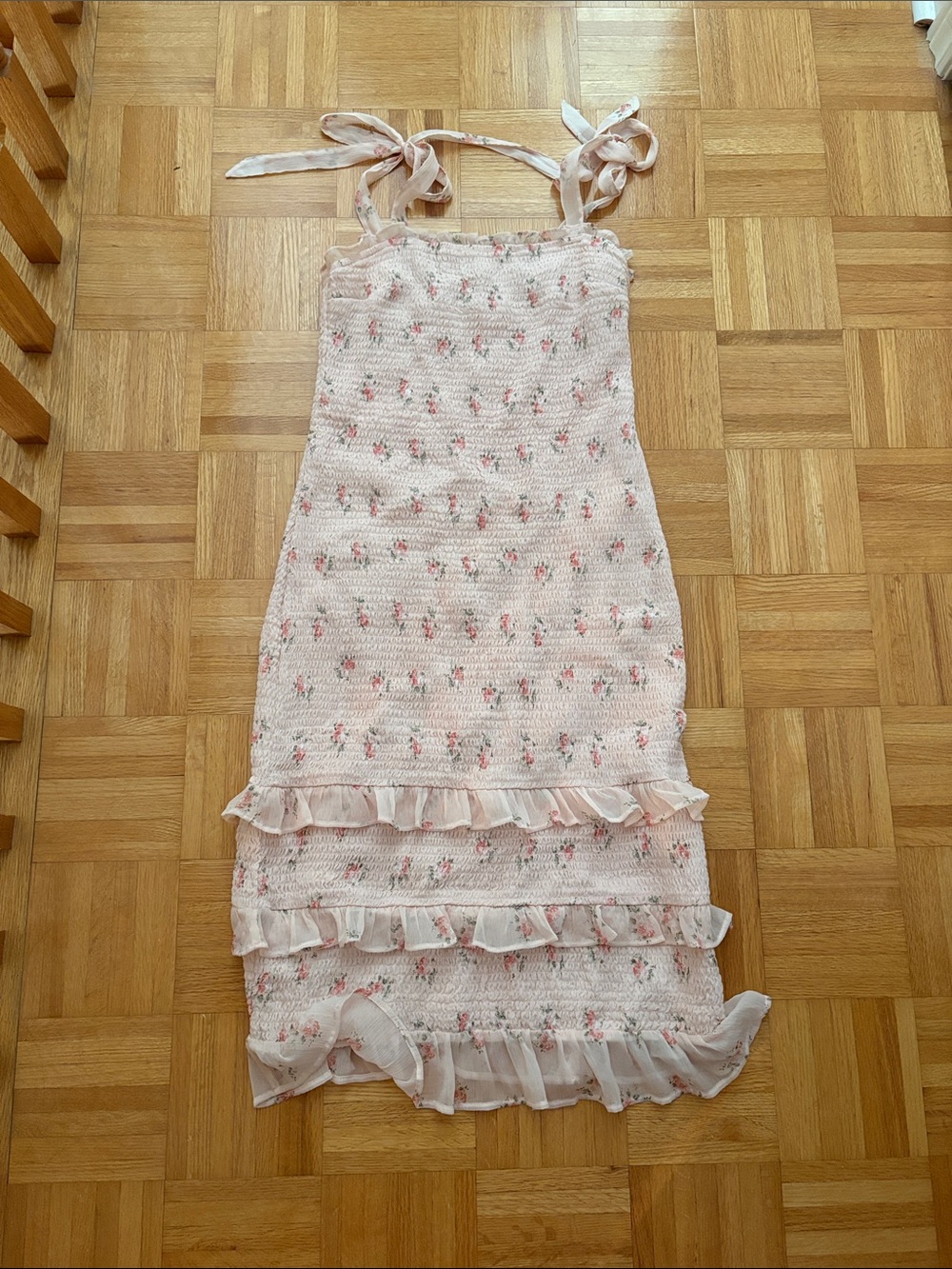Abercrombie & Fitch Pink Floral Smocked Ruffle Dress